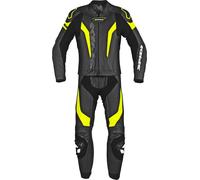 Spidi Laser Touring Costume en cuir de moto deux pièces, noir/jaune, Taille 50