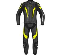 Spidi Laser Touring Costume en cuir de moto deux pièces, noir-jaune, taille 56 pour homme