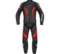 Spidi Laser Touring Costume en cuir de moto deux pièces, noir-rouge, taille 58 pour homme