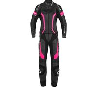 Spidi Laser Touring Deux pièces dames costume en cuir de moto, Noir/Fuchsia, Taille 38