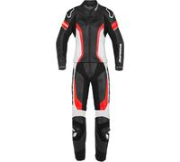 Spidi Laser Touring Deux pièces dames costume en cuir de moto, Noir/Rouge/Blanc, Taille 50