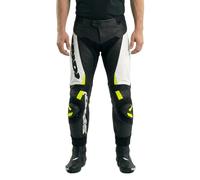 Spidi RR Pro Warrior Pantalon de moto en cuir, Noir/Blanc/Néon jaune, Taille 52