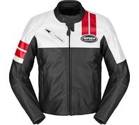 Spidi Roar Blouson de moto en cuir, Blanc/Rouge/Noir, Taille 56