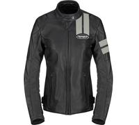 Spidi Roar Blouson en cuir de moto pour femmes, Noir/gris clair, Taille 46