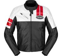 Spidi Roar Blouson de moto en cuir, noir-blanc-rouge, taille 46 pour homme