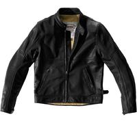 Spidi Rock Veste en cuir de moto, noir, taille 58 pour homme
