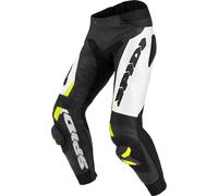 Spidi RR Pro Warrior Pantalon de moto en cuir, Noir/Blanc/Néon jaune, Taille 48