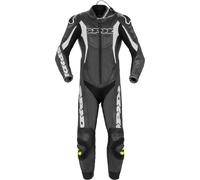 Spidi Sport Warrior Pro Costume en cuir de moto perforé une pièce, Noir/Blanc, Taille 48