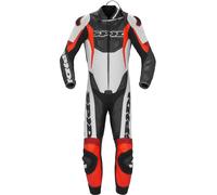 Spidi Sport Warrior Pro Costume en cuir de moto perforé une pièce, noir/rouge, Taille 48