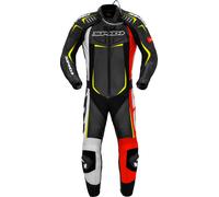 Spidi Track Wind Pro, combinaison en cuir, 1 pièce. 48 Noir/Blanc/Rouge/Jaune Néon Noir/Blanc/Rouge/Jaune Néon