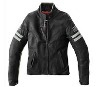 Spidi Vintage Veste en cuir de moto de dames, noir/gris, Taille 48