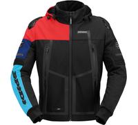 Spidi Warrior H2OUT Sweat à capuche moto étanche, noir/rouge/bleu, Taille 2XL