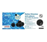 SPIDO - Balles Filtrantes Black Aqualoon 700 g - Charbon Actif - Filtration Piscine & Spa 3-5 Microns - Lavables & Réutilisables