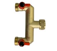 SPIDO Collecteur 2 sorties laiton - Entrée F 20/27-2 sorties M 20/27 - Avec vannes d’arrêt