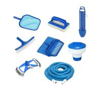 SPIDO - Destockage - Kit Entretien Piscine - Kit Nettoyage Piscine avec Épuisette, Brosse, Diffuseur Chlore, Thermomètre et Kit Aspiration Manuel (Kit Entretien 12M)