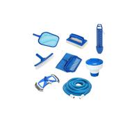 SPIDO - Kit Entretien Piscine Complet 12 m - Épuisettes, Brosses, Diffuseur chlore, Thermomètre, Tête de balai, Tuyau flottant 12 m