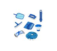 SPIDO - Kit Entretien Piscine Complet - Épuisette surface et fond, Brosses, Diffuseur chlore, Thermomètre, Tête de balai, Tuyau 5 m