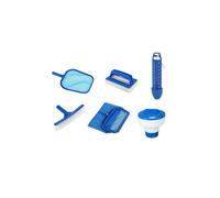SPIDO - Kit Entretien Piscine - Épuisette surface et fond, Brosse paroi 26 cm, Brosse ligne d’eau, Diffuseur chlore, Thermomètre