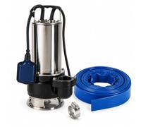 SPIDO - Kit Pompe d'Évacuation Eaux Chargées ECC PRO 400-1500 W - 24 m3/h - Tuyau Plat 25 m D50 mm + 2 Colliers Inox
