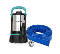 SPIDO - Kit Pompe d'Évacuation Eaux Claires ECL 400-400 W - 12 m3/h - Aqua Sensor - Tuyau Plat 25 m D40 mm + 2 Colliers Inox