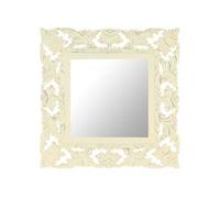 Vidaxl Miroir Sculptã© Ã La Main Blanc 50x50 Cm Bois De Manguier Massif