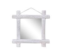 vidaXL Miroir à bûches Blanc 70x70 cm Bois de récupération massif