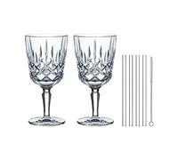Spiegelau & Nachtmann, Noblesse 105089 Lot de 42 verres à vin, 12 verres à vin/cocktail de 355 ml, 24 pailles en verre de 15 cm et 6 brosses de nettoyage