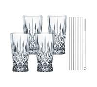 Spiegelau & Nachtmann Noblesse - Lot de 24 verres à latte macchiato - Passe au lave-vaisselle - Pailles en verre de 21 cm - Verre en cristal