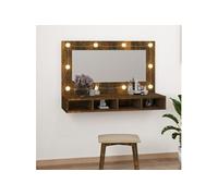 Spiegelkast met LED-verlichting 90x31,5x62 cm gerookt eiken820457
