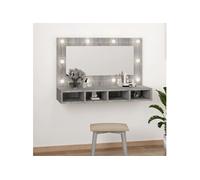 vidaXL Armoire à miroir Sonoma avec LED gris 90 x 31,5 x 62 cm