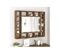 Armoire à Miroir avec LED Chêne Fumé 91x15x76,5 cm Murale Salle de Bain vidaXL