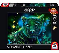 Spiele 58517 Sheena Pike Panthère Néon Bleu-Vert 1000 Pièces, Multicolore