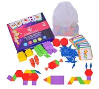 Spielhansa Montessori - Puzzle Tangram en bois - 48 cartes design en allemand et anglais - 155 formes géométriques colorées - Jeu éducatif - Cadeau éducatif - Apprentissage en s'amusant