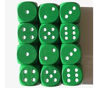 Spieltz Cube en bois vert pour jeux de société, 16 mm, W6/D6, fabriqué en Allemagne, produit en Allemagne / (12 dés verts aux yeux blancs)