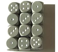 Spieltz Cube standard en bois pour jeux de société, 16 mm, fabriqué en Allemagne/fabriqué en Allemagne (accessoires de jeu de société) (12 dés, gris avec yeux blancs)