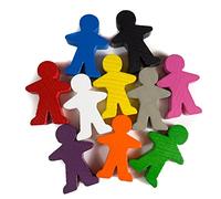 Spieltz Lot de 10 figurines XL en bois pour jeux de société, 5 cm de haut (35 x 50 x 10 mm). Fabriquées en Allemagne (10 couleurs : jaune, orange, rouge, rose, violet, bleu, vert, noir, blanc, gris