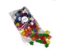 Spieltz Lot de 60 petites figurines en bois pour jeux de société, 16 x 16 x 10 mm, fabriquées en Allemagne (10 couleurs : jaune, rouge, bleu, vert, orange, violet, rose, gris, noir, blanc