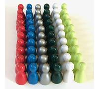 Spieltz Pions Joueurs: Pions colorés en Bois Small 12 x 24 mm, Nombreuses Couleurs differentes, 60 pièces (6 x 10) (Olympie: Blanc, Citron Vert, Rouge, Bleu Clair, Argent, Vert Foncé)