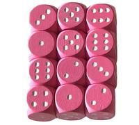 Spieltz Standard D6 Cube en bois pour jeux de société, rose, 16 mm, fabriqué en Allemagne/fabriqué en Allemagne (accessoires de jeu de société) (12 dés, rose aux yeux blancs)
