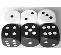 Spieltz Yeux en bois extra large (20 mm), par exemple pour jeux XL, petits enfants, personnes âgées, nombreuses couleurs, fabriqués en Allemagne, 6 dés, noir + blanc