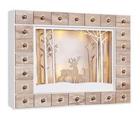 Spielwerk® Calendrier de l'Avent en Bois Réutilisable 'Cerfs de Noël' | Avec 24 boîtiers tiroirs individuels à remplir de chocolats, Déco de Noël Intérieure, Déco Sapin, Idée Cadeau