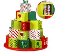 Spielwerk® Calendrier de l'Avent en bois réutilisable 'Montagne de cadeaux XXL' 24 tiroirs à remplir individuel Déco Noël intérieur Idée Cadeau