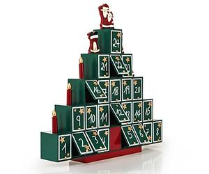 Spielwerk® Calendrier de l'Avent en bois réutilisable 'Sapin de Noël' 24 tiroirs à remplir individuel Déco Noël intérieur Idée Cadeau