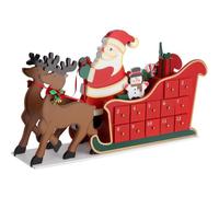 Spielwerk® Calendrier de l'Avent en bois réutilisable 'Traîneau du Père Noël' 24 tiroirs à remplir individuel Déco Noël intérieur Idée Cadeau