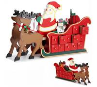 Spielwerk® Calendrier de l'Avent en bois réutilisable 'Traîneau du Père Noël' 24 tiroirs à remplir individuel Déco Noël intérieur