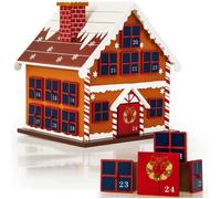 Spielwerk® Calendrier de l'Avent réutilisable 'Maison en Pain d'épices' en bois 24 tiroirs à remplir individuel Noël fêtes