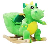 Deuba SPIELWERK® Dinosaure à Bascule Animal à Bascule en Peluche Ceinture de sécurité Entraînement équilibre Fonction sonore Cheval à Bascule