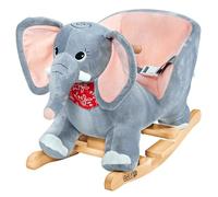 SPIELWERK® Éléphant à Bascule Animal à Bascule en Peluche Ceinture sécurité Entraînement équilibre Fonction sonore Cheval Licorne