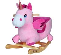 Deuba SPIELWERK® Licorne à Bascule Animal à Bascule en Peluche Ceinture sécurité Entraînement équilibre Fonction sonore Cheval Doux