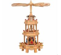 SPIELWERK® Pyramide de Noël en bois véritable 3 étages bougeoir 6 bougies Décoration Figurines Noël 18 pièces illumination